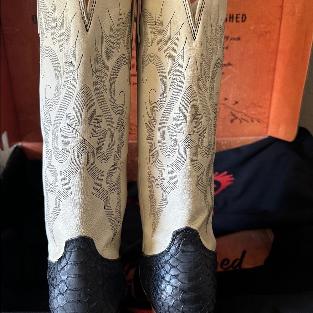 Rare Black Python Freebird Cowboy Boots - Picture 4 of 8